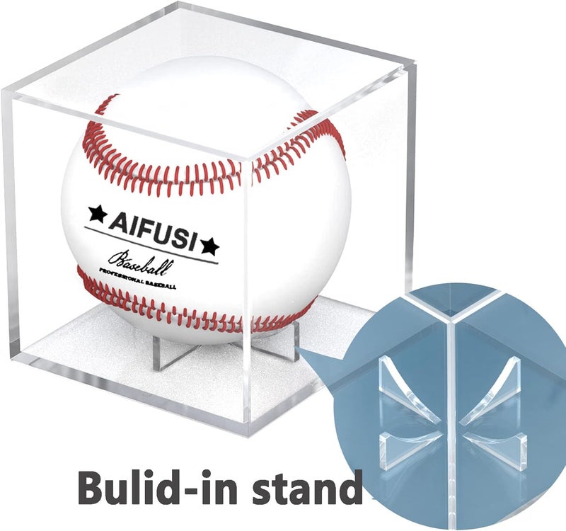 AIFUSI Baseball Display Case, UV Protected Acrylic Cube Baseball Holder Square Clear Box Memorabilia Display Storage Sports Official Baseball Autograph Display Case - Fits Official Size Ball(2 Pack - Image 3